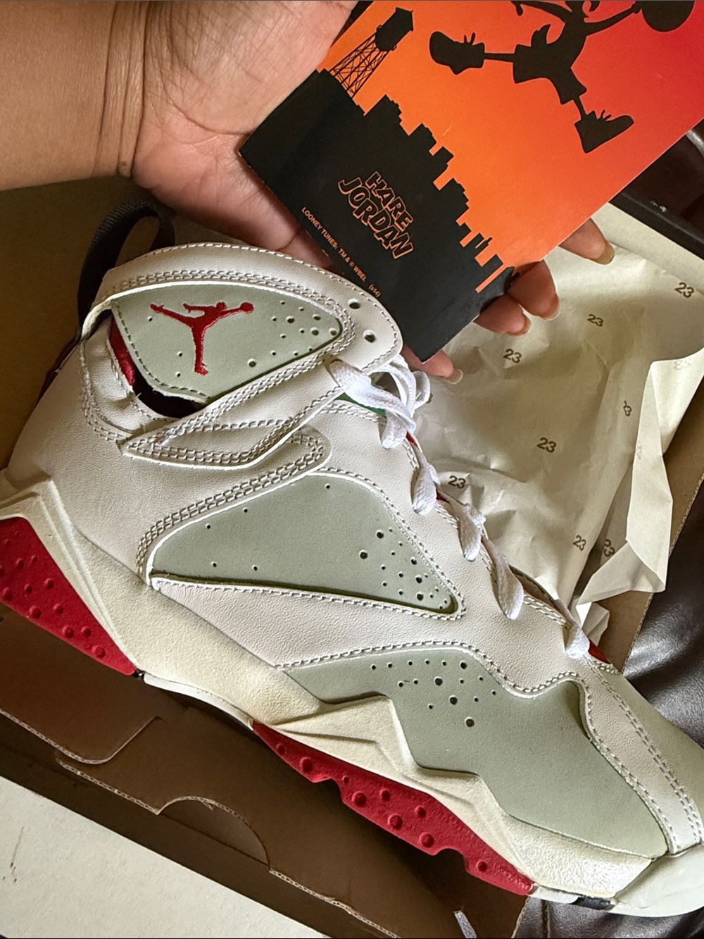 HARE JORDAN Brand New Jordan Men’s White and Red High-Top Sneakers